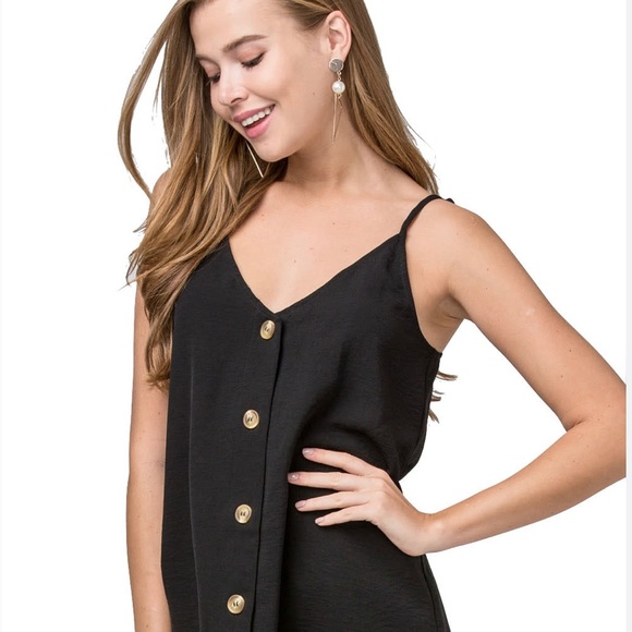 ENTRO | Button Front Adjustable Strap Camisole (New w/o Tags) - Size M - Picture 6 of 6